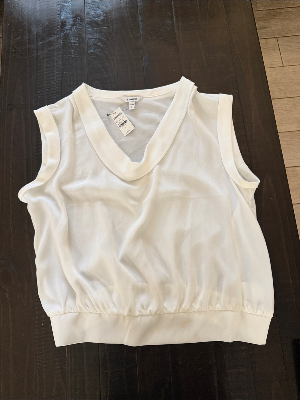 Express White V-Neck Sleeveless Tank
